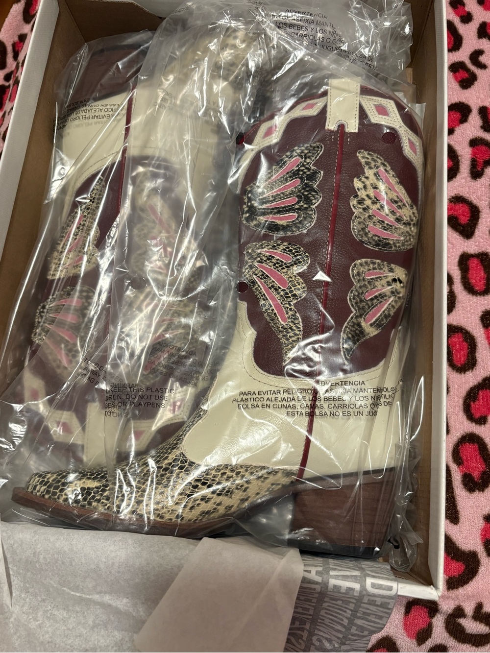 Leather Western Boots in Burgundy, Cream & Snake Print Steve Madden boots